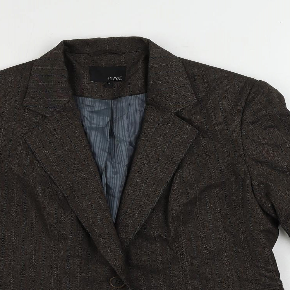 NEXT Womens Brown Striped Jacket Blazer Size 16 Button