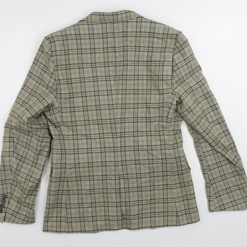 Boohoo Man Mens Beige Plaid Polyester Jacket Blazer Size 42 Regular