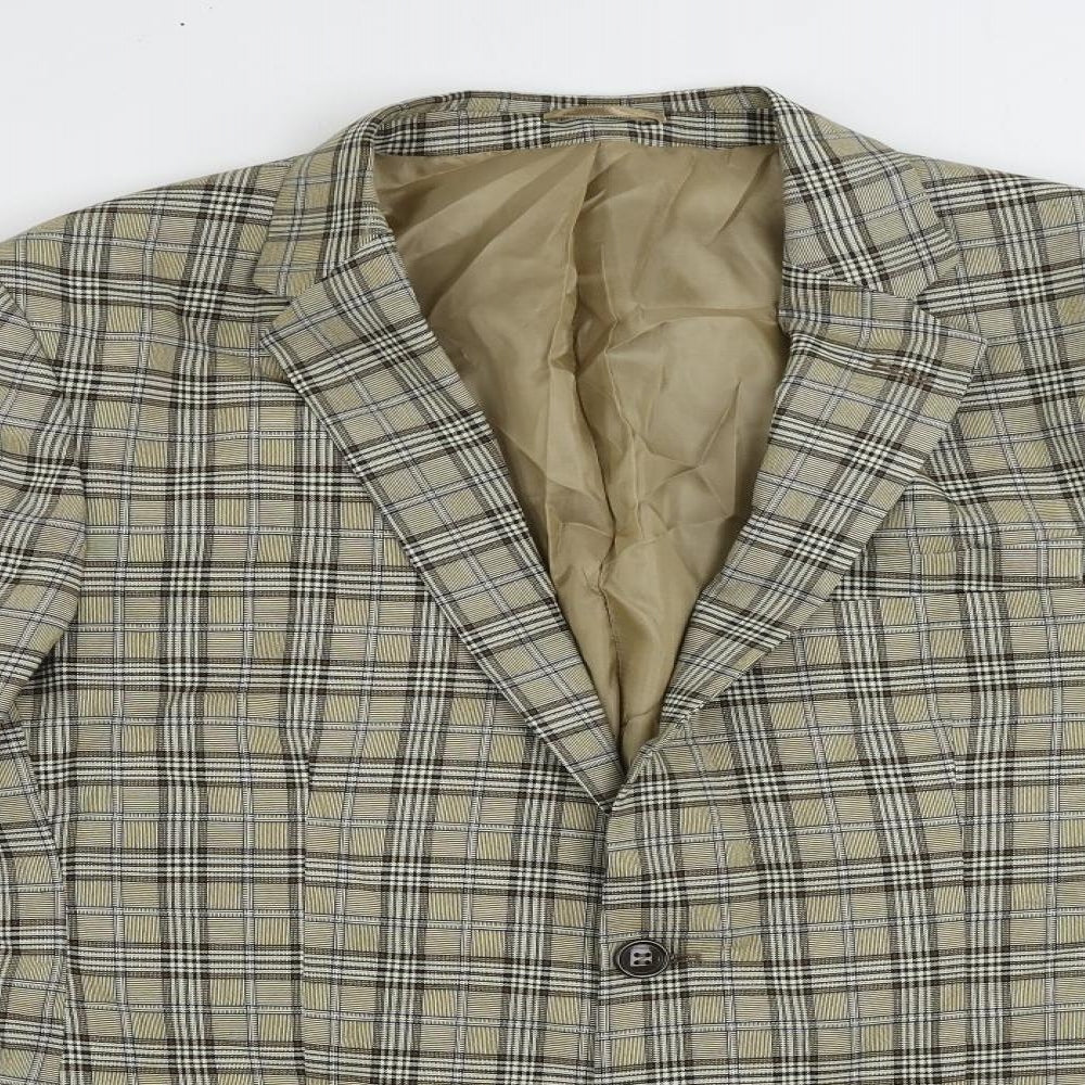 Boohoo Man Mens Beige Plaid Polyester Jacket Blazer Size 42 Regular