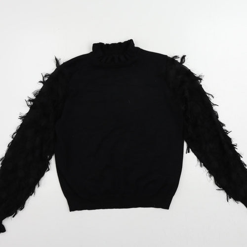 New Look Womens Black Mock Neck Viscose Pullover Jumper Size M