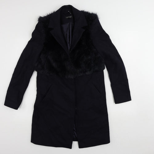 Topshop Womens Blue Overcoat Coat Size 6 Snap