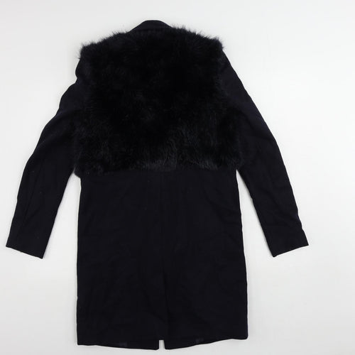 Topshop Womens Blue Overcoat Coat Size 6 Snap