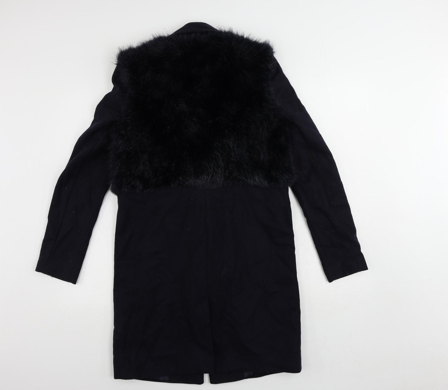 Topshop Womens Blue Overcoat Coat Size 6 Snap