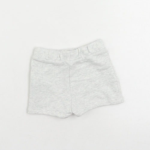 Marks and Spencer Baby Grey Cotton Jogger Trousers Size 6-9 Months Drawstring - Cropped