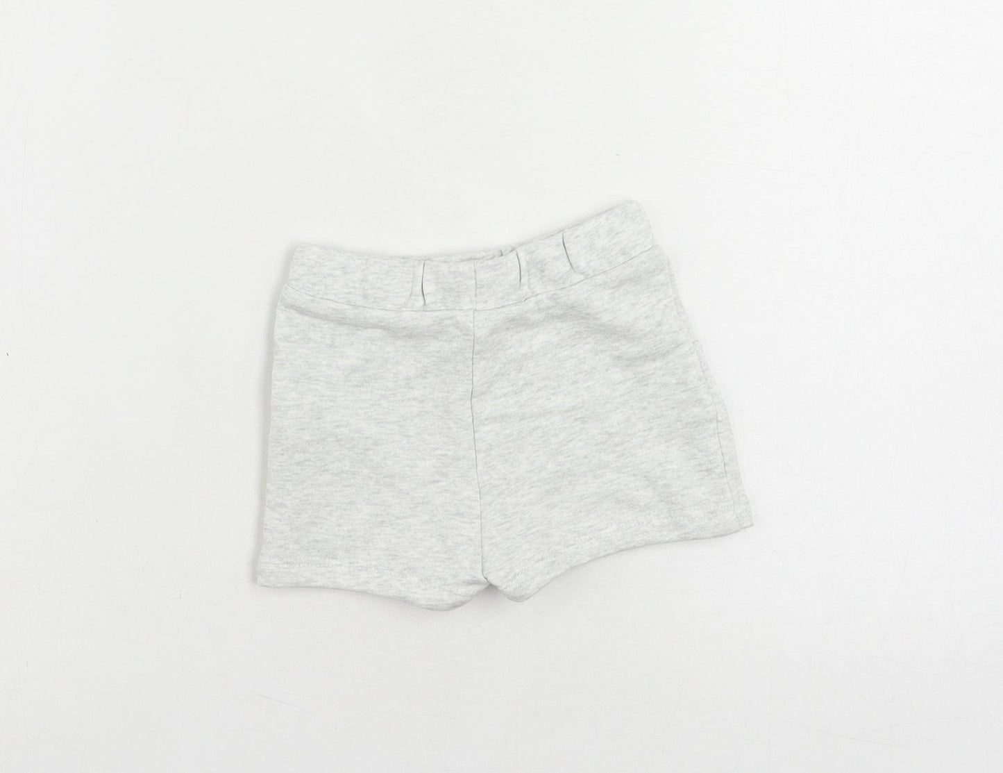 Marks and Spencer Baby Grey Cotton Jogger Trousers Size 6-9 Months Drawstring - Cropped