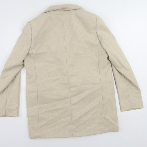 H&M Womens Beige Overcoat Coat Size S Button