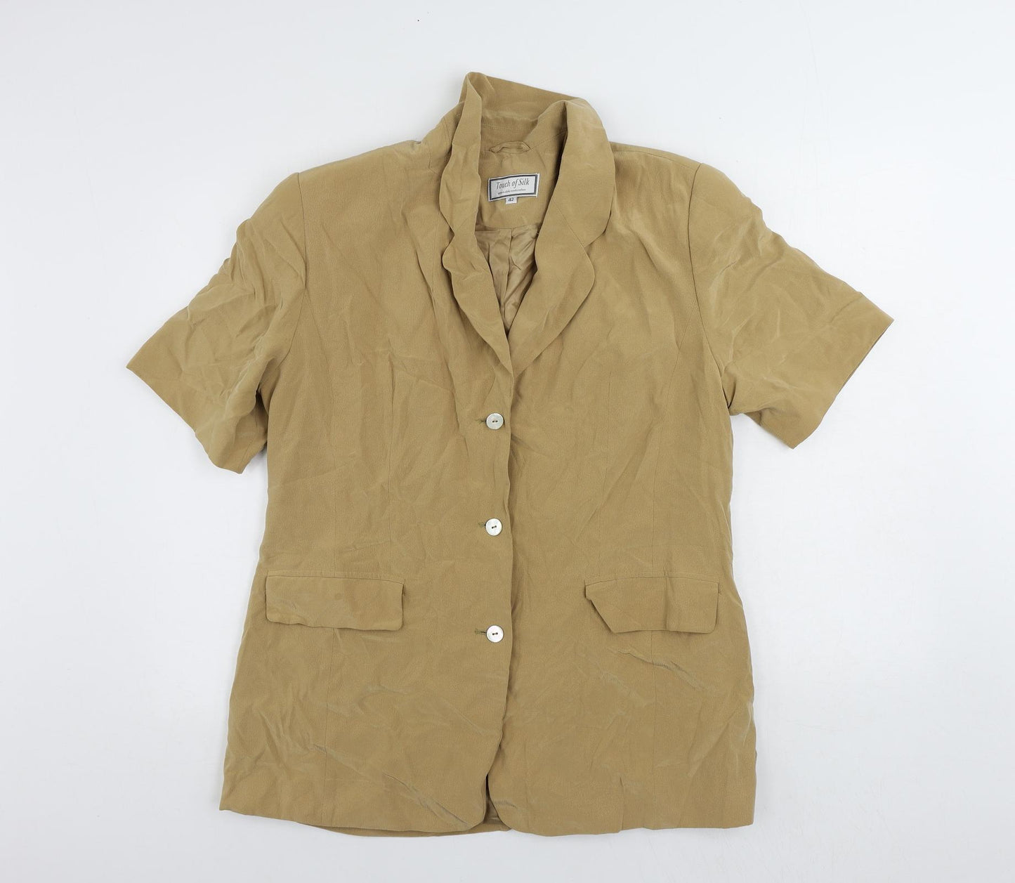 Touch Of Silk Womens Beige Jacket Blazer Size 14 Button