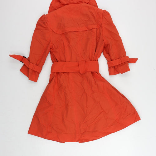 Miss Selfridge Womens Red Trench Coat Coat Size 8 Button - Belted