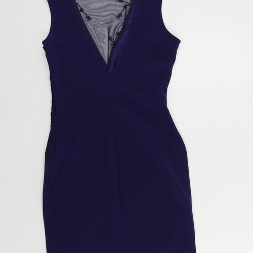 Lipsy Womens Blue Polyester Pencil Dress Size 10 Round Neck Pullover - Embellished