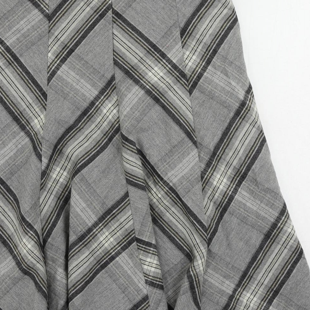 Viyella Womens Grey Plaid Polyester Flare Skirt Size 12 Zip - Lined