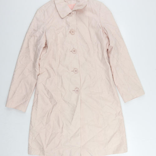 NEXT Womens Pink Overcoat Coat Size 10 Button - Embroidered