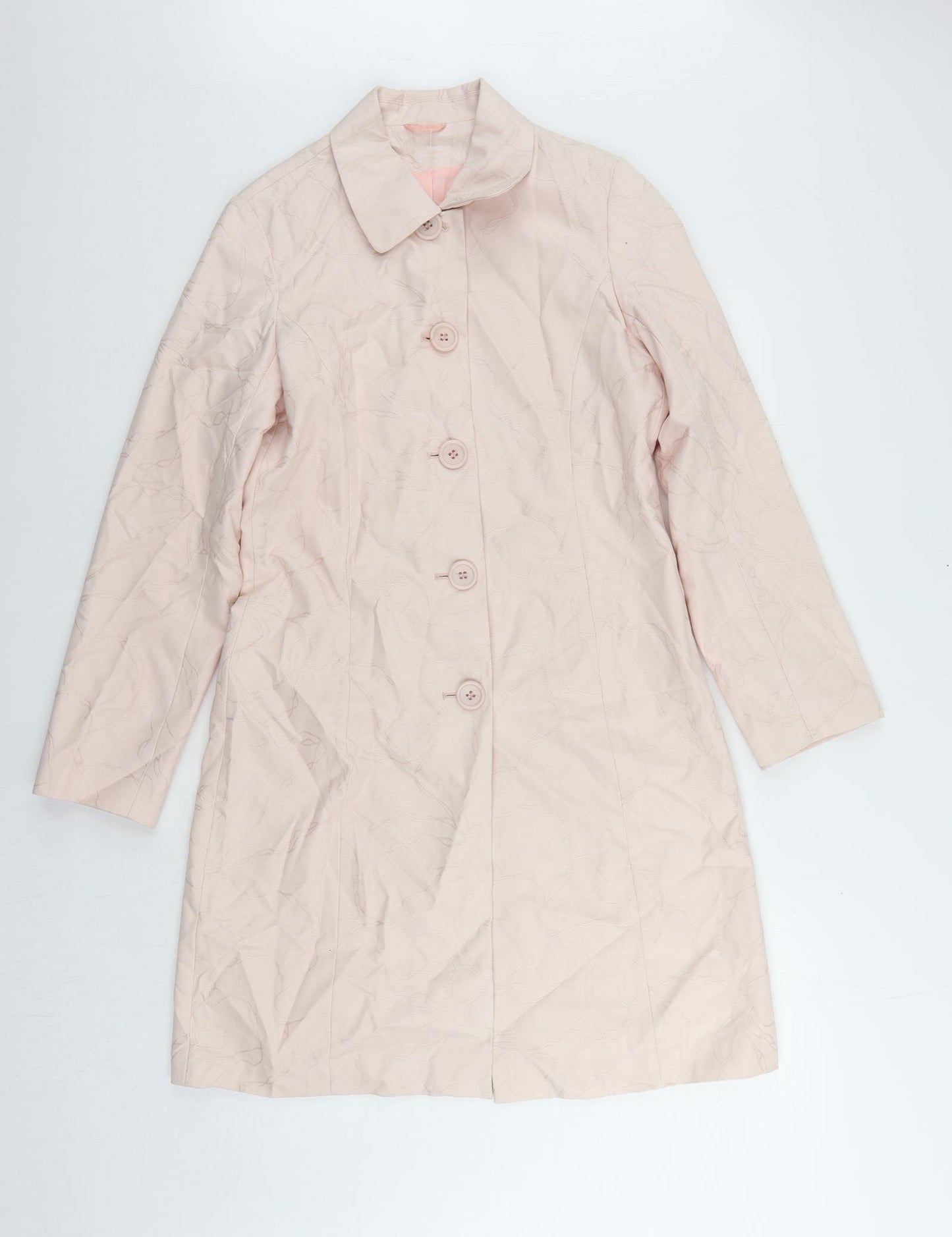 NEXT Womens Pink Overcoat Coat Size 10 Button - Embroidered