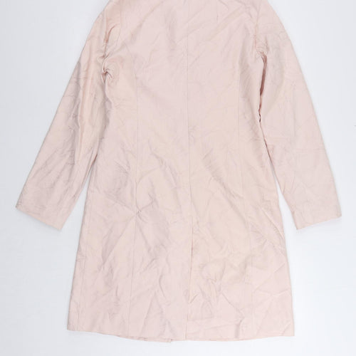 NEXT Womens Pink Overcoat Coat Size 10 Button - Embroidered