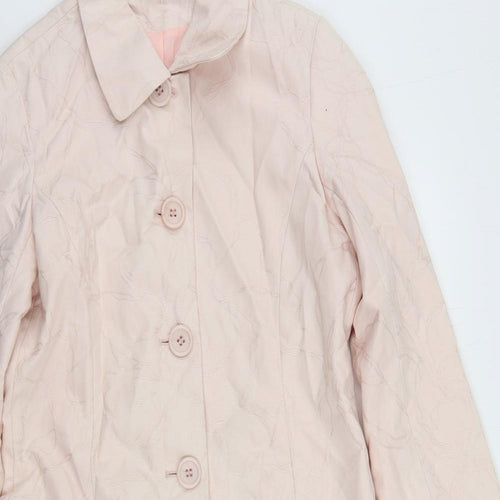 NEXT Womens Pink Overcoat Coat Size 10 Button - Embroidered