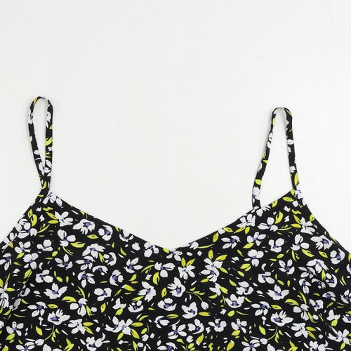 M&Co Womens Black Floral Polyester Camisole Tank Size 22 V-Neck