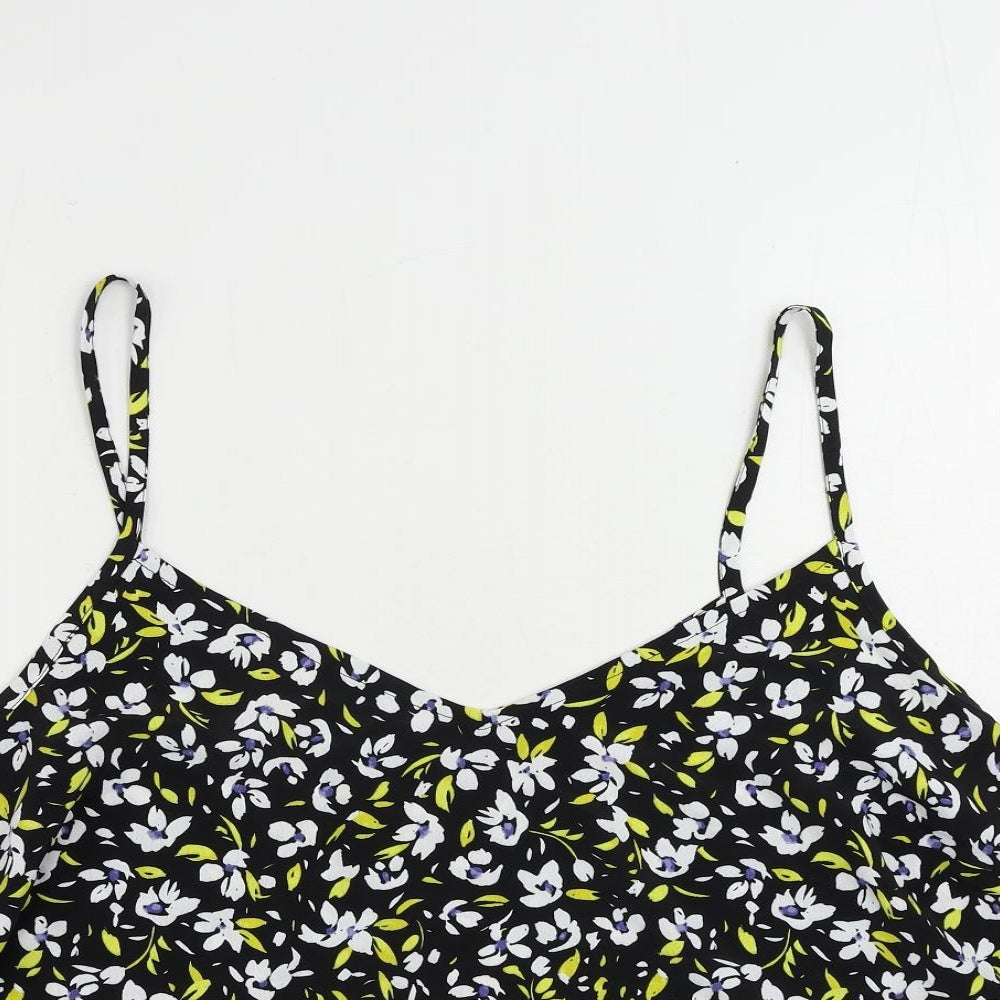 M&Co Womens Black Floral Polyester Camisole Tank Size 22 V-Neck
