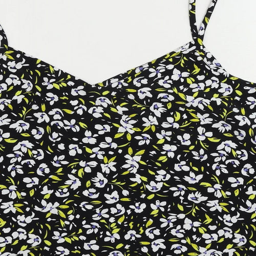 M&Co Womens Black Floral Polyester Camisole Tank Size 22 V-Neck