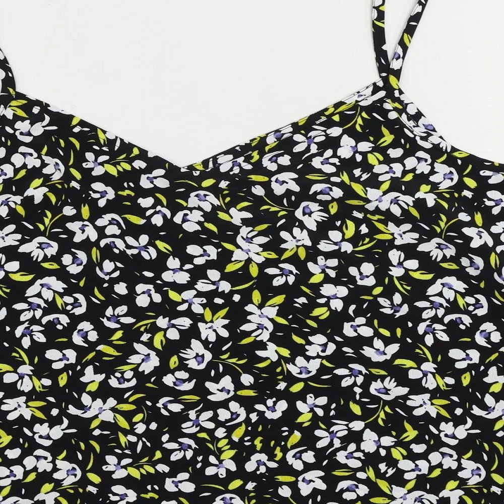 M&Co Womens Black Floral Polyester Camisole Tank Size 22 V-Neck