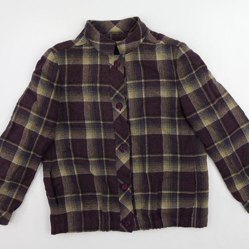 Heather Valley Womens Purple Plaid Jacket Size 14 Button