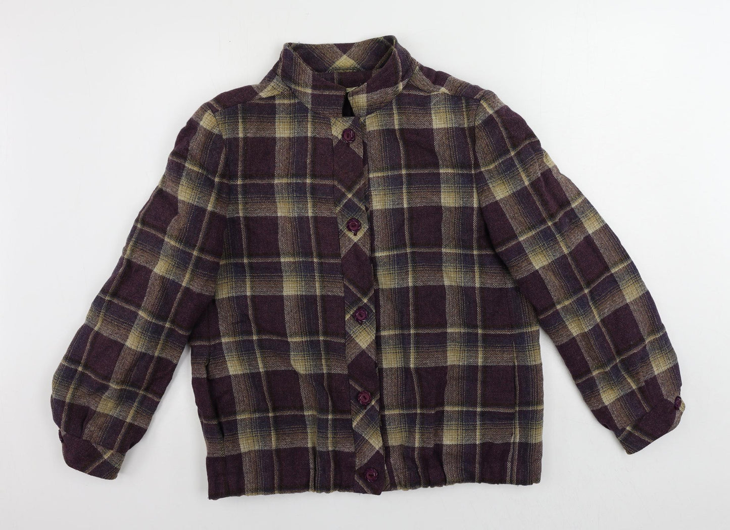 Heather Valley Womens Purple Plaid Jacket Size 14 Button