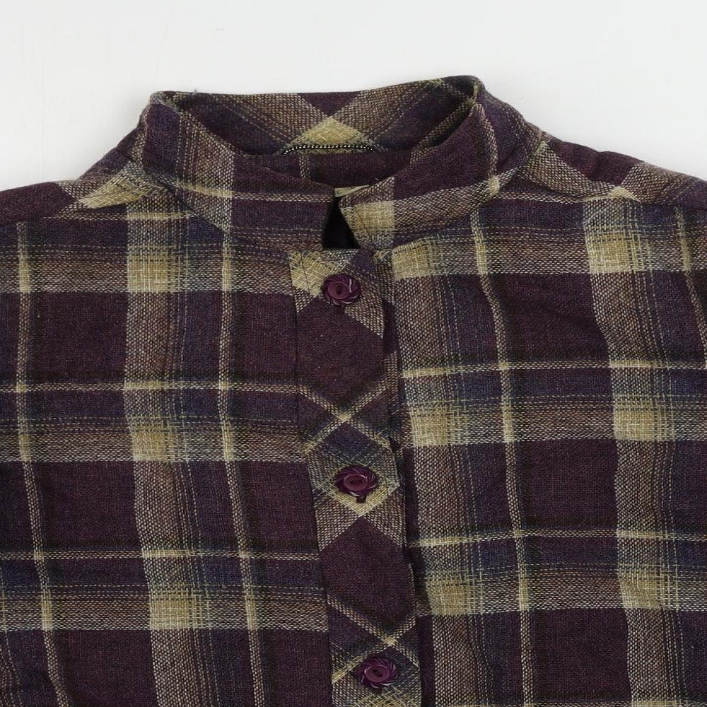 Heather Valley Womens Purple Plaid Jacket Size 14 Button