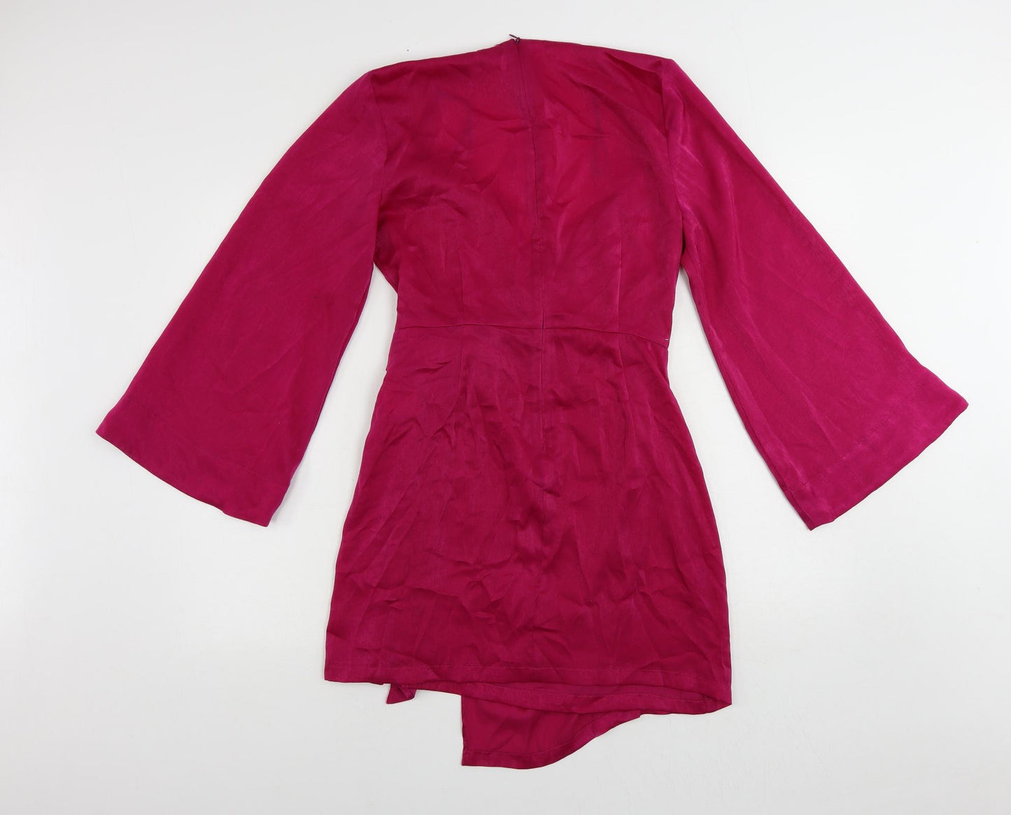 Zara Womens Pink Polyester Mini Size M V-Neck Zip