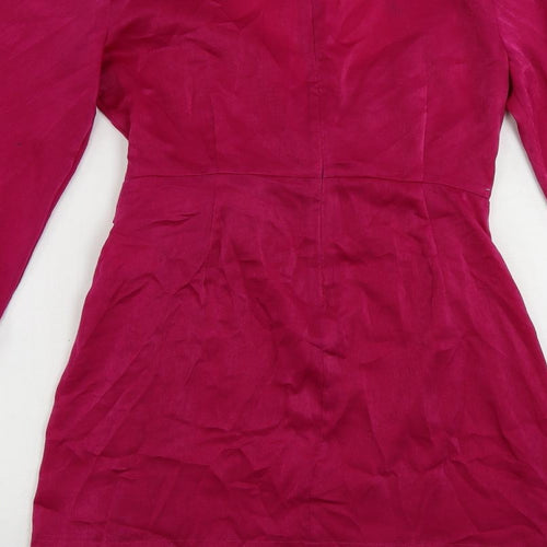 Zara Womens Pink Polyester Mini Size M V-Neck Zip