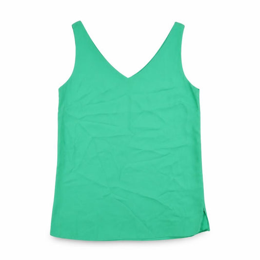 Front view of Wallis women’s green polyester basic tank, size UK 8, v-neck