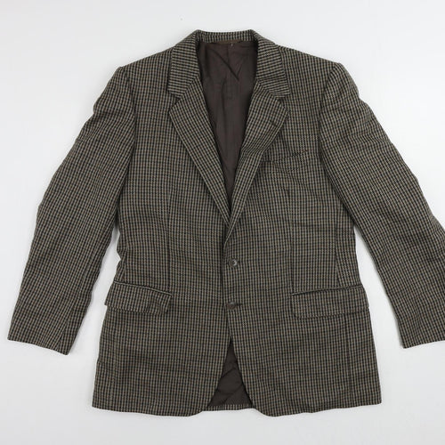 Francis Galay Mens Brown Geometric Wool Jacket Blazer Size 40 Regular