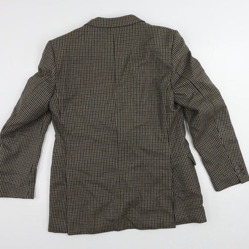 Francis Galay Mens Brown Geometric Wool Jacket Blazer Size 40 Regular