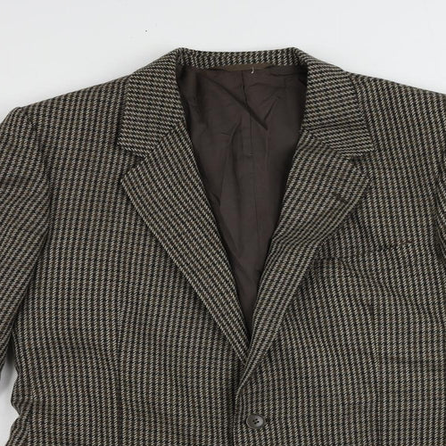 Francis Galay Mens Brown Geometric Wool Jacket Blazer Size 40 Regular
