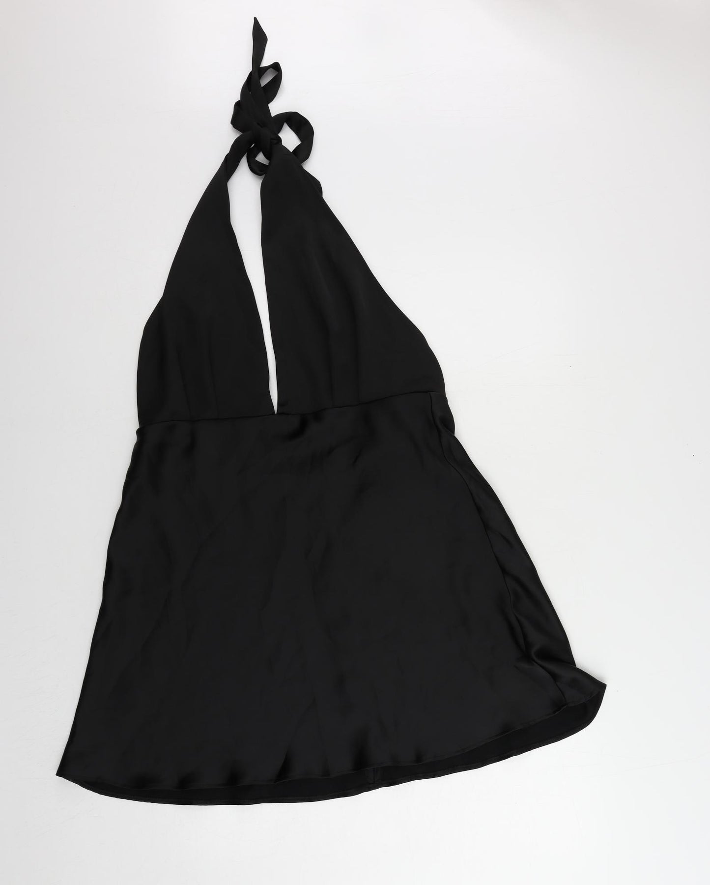 Zara Womens Black Polyester Skater Dress Size 2XL Halter Zip - Backless