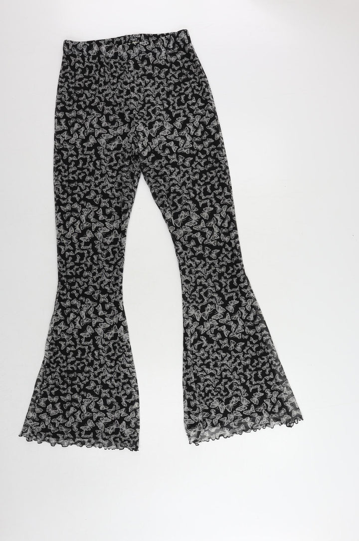 Urban renewal Womens Grey Geometric Polyester Trousers Size M L31 in Regular - Elastic Waist