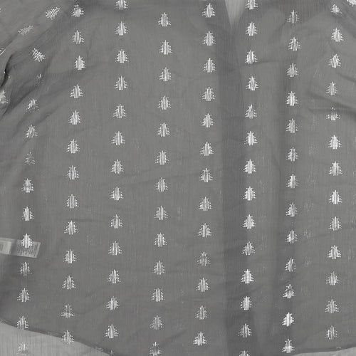 NEXT Womens Grey Geometric Polyester Basic Button-Up Size 10 Round Neck - Christmas Tree Print