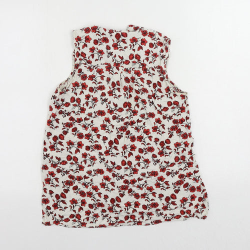 H&M Womens White Floral Viscose Basic Button-Up Size 8 Collared