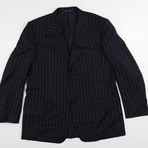Corneliani Mens Blue Striped Wool Jacket Suit Jacket Size 46 Regular