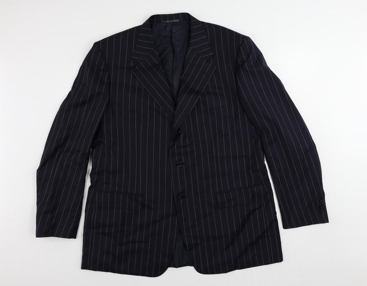 Corneliani Mens Blue Striped Wool Jacket Suit Jacket Size 46 Regular