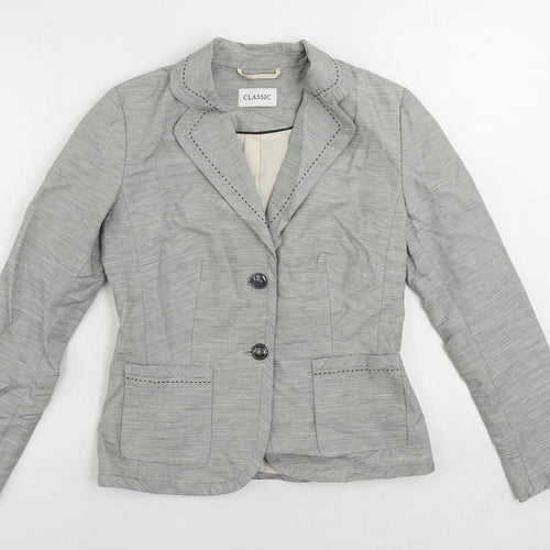 Marks and Spencer Womens Grey Striped Jacket Blazer Size 10 Button