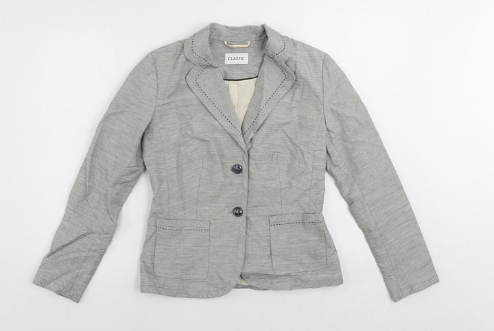 Marks and Spencer Womens Grey Striped Jacket Blazer Size 10 Button