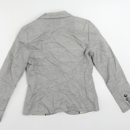 Marks and Spencer Womens Grey Striped Jacket Blazer Size 10 Button