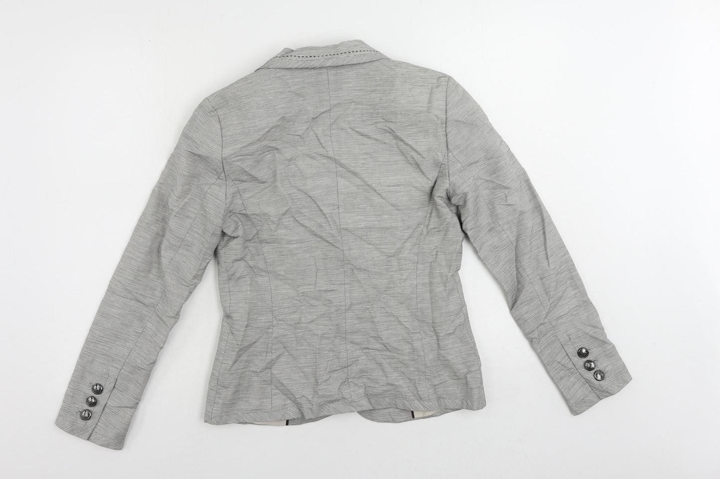 Marks and Spencer Womens Grey Striped Jacket Blazer Size 10 Button