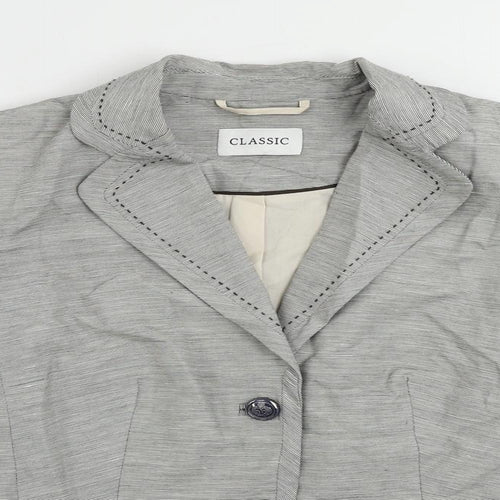 Marks and Spencer Womens Grey Striped Jacket Blazer Size 10 Button