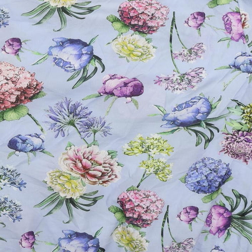 Aniston Casual Womens Blue Floral Polyester Basic Blouse Size 14 Round Neck