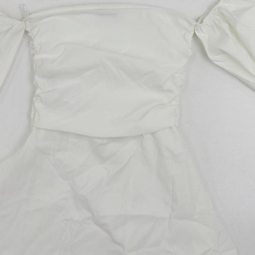 Zara Womens White Polyester Mini Size S Off the Shoulder Zip