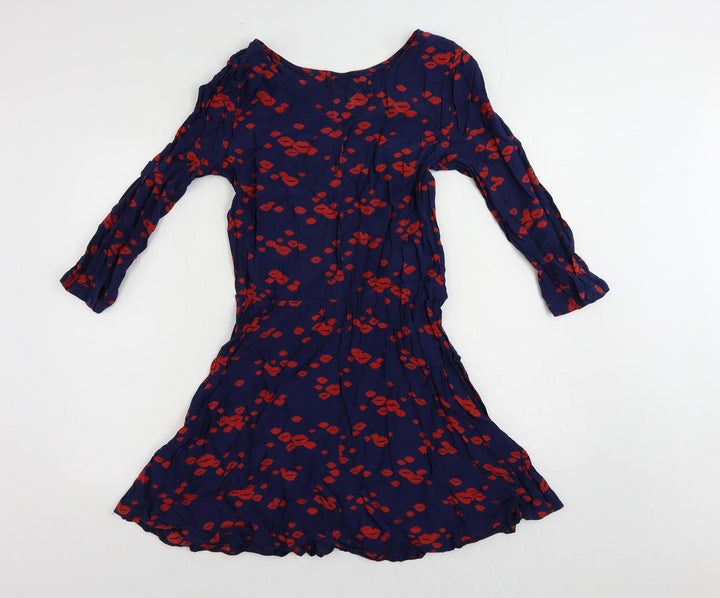 Debenhams Womens Blue Viscose Fit & Flare Size 10 V-Neck Pullover