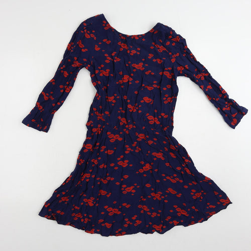 Debenhams Womens Blue Viscose Fit & Flare Size 10 V-Neck Pullover