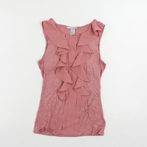 H&M Womens Pink Viscose Basic Tank Size XS Round Neck - Ruffle