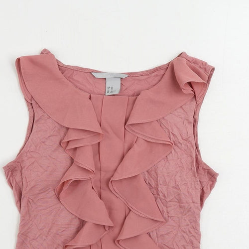 H&M Womens Pink Viscose Basic Tank Size XS Round Neck - Ruffle