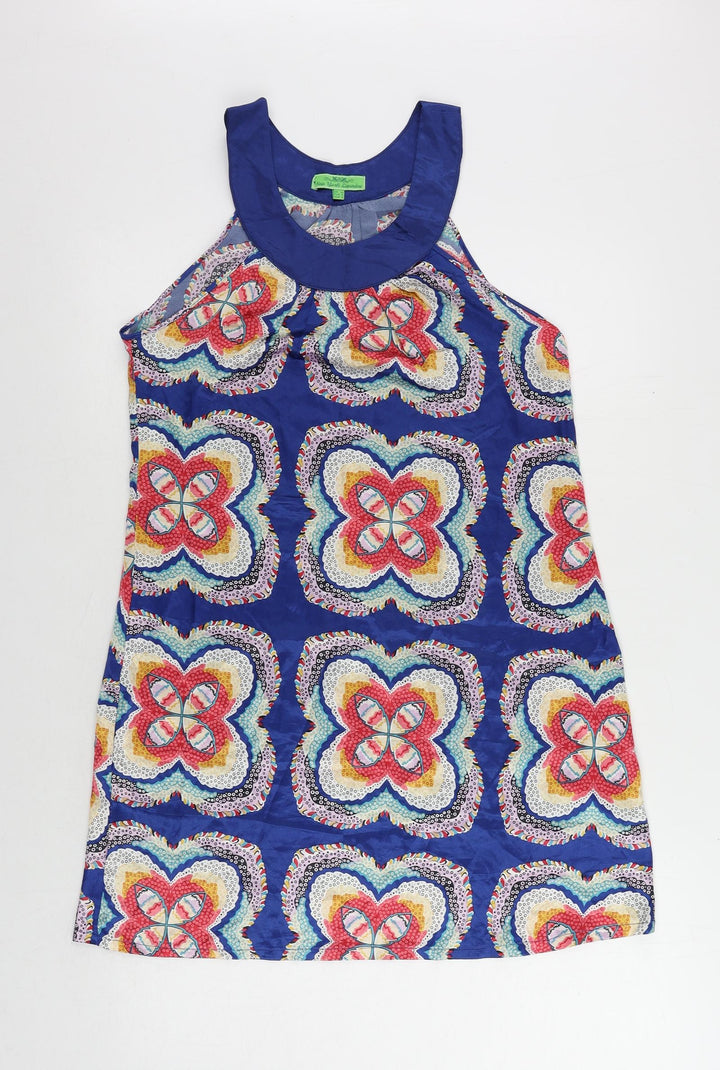 New York Laundry Womens Blue Floral Polyester Shift Size 10 Round Neck Pullover