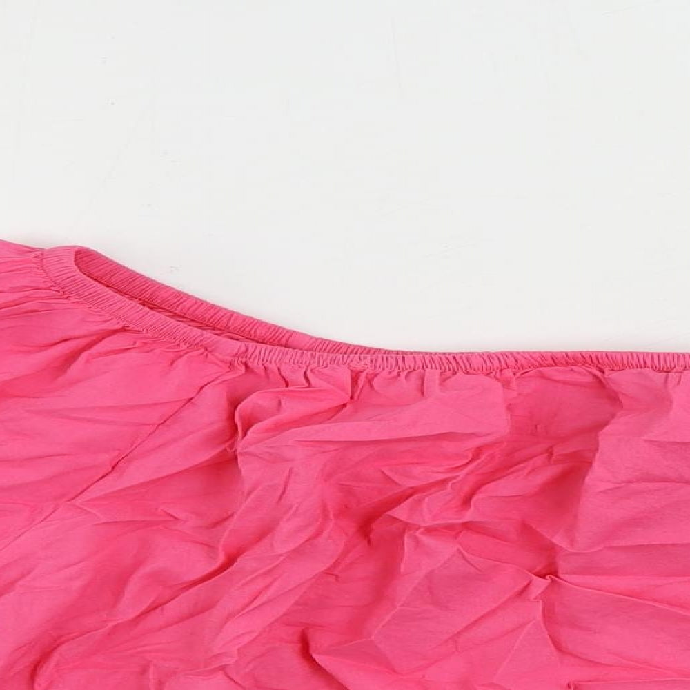 Marks and Spencer Womens Pink Cotton Cropped Blouse Size 18 Off the Shoulder - Embroidered
